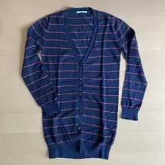 UNIQLO ネイビー 赤 ストライプ カーディガン M