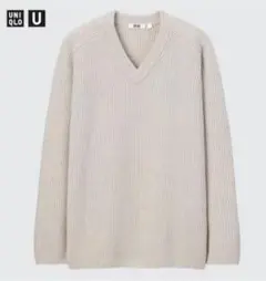 UNIQLO U プレミアムラムリブVネックセーター NATURAL 男女兼用M