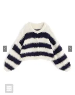 GRL ボーダー柄フェザーニットショート丈カーディガン[kz323]