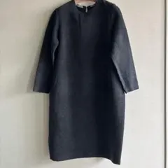 ハンドメイド　ワンピース　ウール　グレー　シンプル　コクーン　リバティ