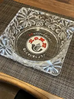 レトロ ガラス製 置き型灰皿 火の用心 花柄デザインのサムネイル