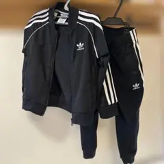 adidas ジャージセット 黒 3本ライン