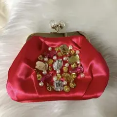 ビジュー装飾 ピンク バッグ　レディース　レトロ