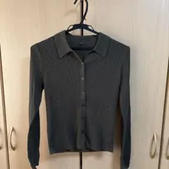UNIQLO リブ編みカーディガン M ダークグリーン