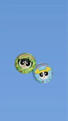 パワーパフガールズ　バターカップとブロッサム 刺繍缶バッチ