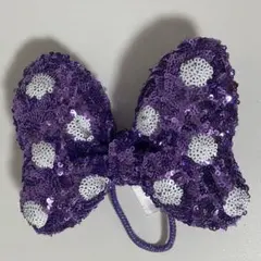 ディズニー　ヘアゴム　ヘアポニー　ミニーちゃん　リボン　スパンコール　紫