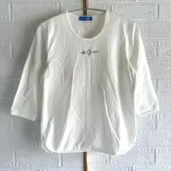 COTTON BLUE【M相当】7分袖カットソー／日本製 ラインストーン 白