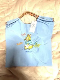 新品タグ付き　うさぎ刺繍トートバッグ ブルー