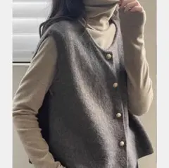 ニットベスト グレー ZARA UNIQLO GU 細見え　おしゃれ　ベスト