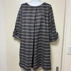 as know as トップス チュニック ワンピース チェック　グレー