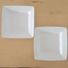 未使用＊大江憲一　白スクエアリム皿 2枚セット