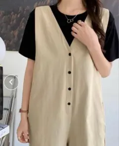 emi＋ 麻タッチVネックワイドサマーサロペットのサムネイル