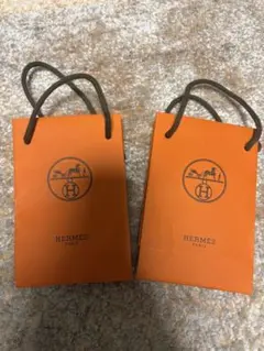 HERMES オレンジ ロゴ入り紙袋 2枚セット