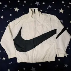 NIKE ナイロンジャケット ビッグスウッシュ ホワイト ブラック XL