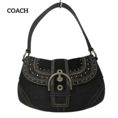 希少】COACH ホーボー ワンショルダーバッグ スタッズ ベルトフラップ 