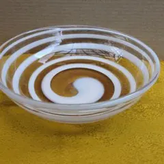 昭和レトロ　渦巻き模様のガラスボウル 直径23cm