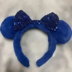 ミニー耳カチューシャ 青 スパンコール付き
