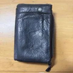 武*イ様 【USED】TOUGH 黒レザー 二つ折り財布,・使用ダメージ有のサムネイル