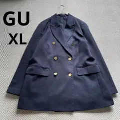 希少サイズXL ジーユー GU 紺ブレ 金ボタン ダブルテーラードジャケット