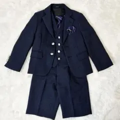 WF ワンダーファクトリー フォーマルスーツ 110cm ネイビー チェック柄