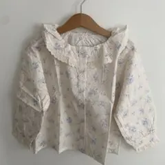 花柄レース付き長袖シャツ 100cm