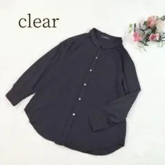 【クリア】レディース ブラック ボタン シャツ 長袖 フリーサイズ