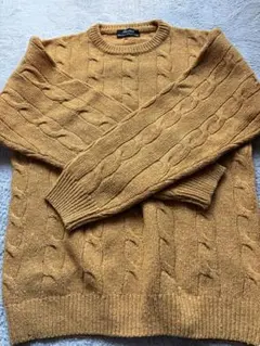 【美品】Barbieri ケーブル編みセーター マスタードカラー