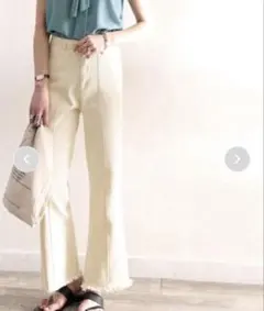 クラシカルエルフ 最旬美脚デニム。裾フリンジセミフレアデニムパンツ