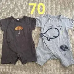 ロンパース 2枚セット 60 70サイズ 前開き バースデイ