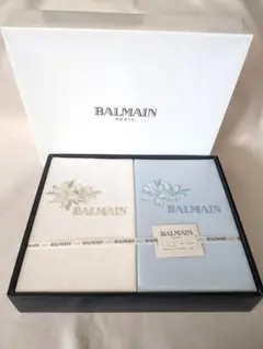 ●BALMAIN 花柄刺繍 シングルフラットシーツ2枚　綿100％●未使用保管品