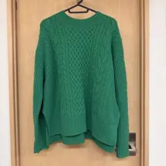 UNITED ARROWS グリーンレーベル ケーブルニット グリーン