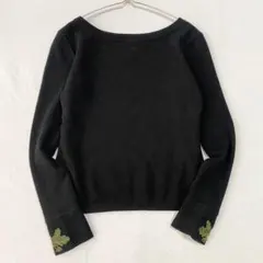 【49AVジュンコシマダ】セーター ボートネック 袖どんぐり柄刺繍 毛100％Fのサムネイル
