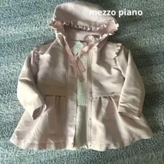 mezzo piano フリル付き中綿コート ピンク
