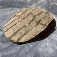 ハンチング帽 ブラウンとベージュのストライプ