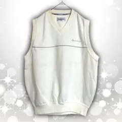 Taylor Made　テーラーメイド　刺繍ロゴ　Vネックベスト　アイボリー　Ｍ