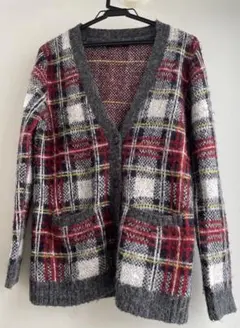 美品　EAST BOY チェック柄 カーディガン ニット　M イーストボーイ