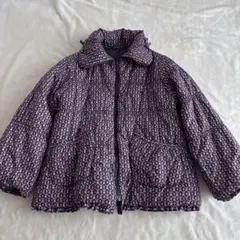 クミキョク リバーシブル コート ダウン 花柄 ネイビー