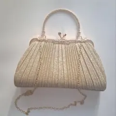 ゴールド プリーツデザイン パーティーバッグ 2WAY クリスマス 成人式