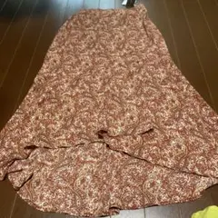 赤 ペイズリー柄 フレアスカート S