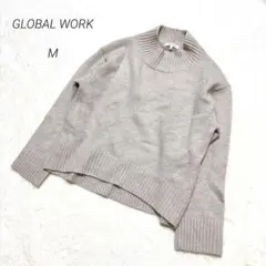 グローバルワーク ラメ ハイネックニット セーター ベージュ M 秋冬
