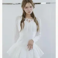 Darich フロントリボンコットンレースミニワンピース