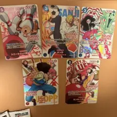 ワンピースカード ラウンドワンコラボ 5種 ルフィ サンジ チョッパー他
