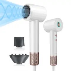 ヘアドライヤー 大風量マイナスイオン【速乾×美髪】軽量 低騒音 過熱防止ホワイト