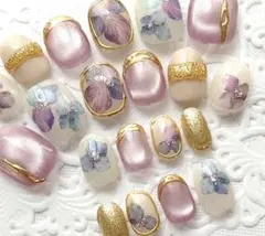 ネイルチップ フラワー/春ネイル/マグネット/ウエディング フルサイズ b986