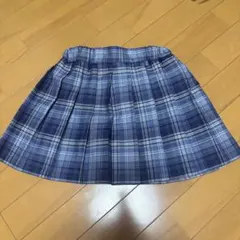 青　チェック柄　プリーツミニスカート