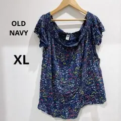 オールドネイビー 半袖シャツ XL ネイビー 花柄ブラウス 総柄のサムネイル