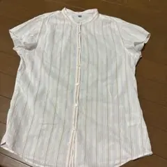 ユニクロ　半袖　ストライプ　ピンク　薄手　シャツ　Sのサムネイル
