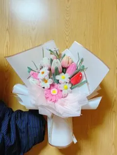 モールフラワー ブーケ 花束 枯れないお花 韓国 ブルー うさぎ 50