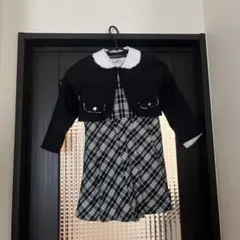 フォーマルドレス 110cm 黒と白のチェック 子供用