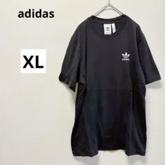 アディダス　ロゴ刺繍半袖Tシャツ ブラック　バックプリント　コットン100%のサムネイル